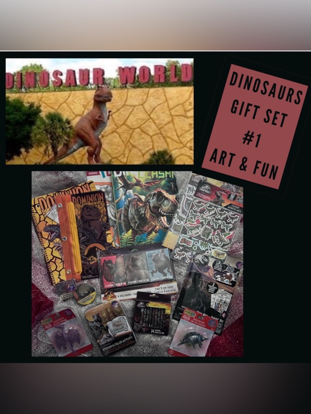 NEW: KID PACK 15 ITEMS Jurassic World THEMED GIFT SET Over a 100 pcs